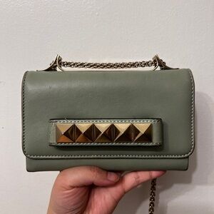 Valentino Garavani Va Va Voom Olive Green Mini Shoulder Leather Bag Clutch
